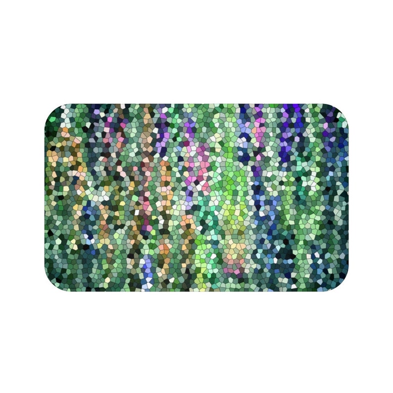 Emerald Mosaic Bath Mat Green Bathroom Rug Etsy
