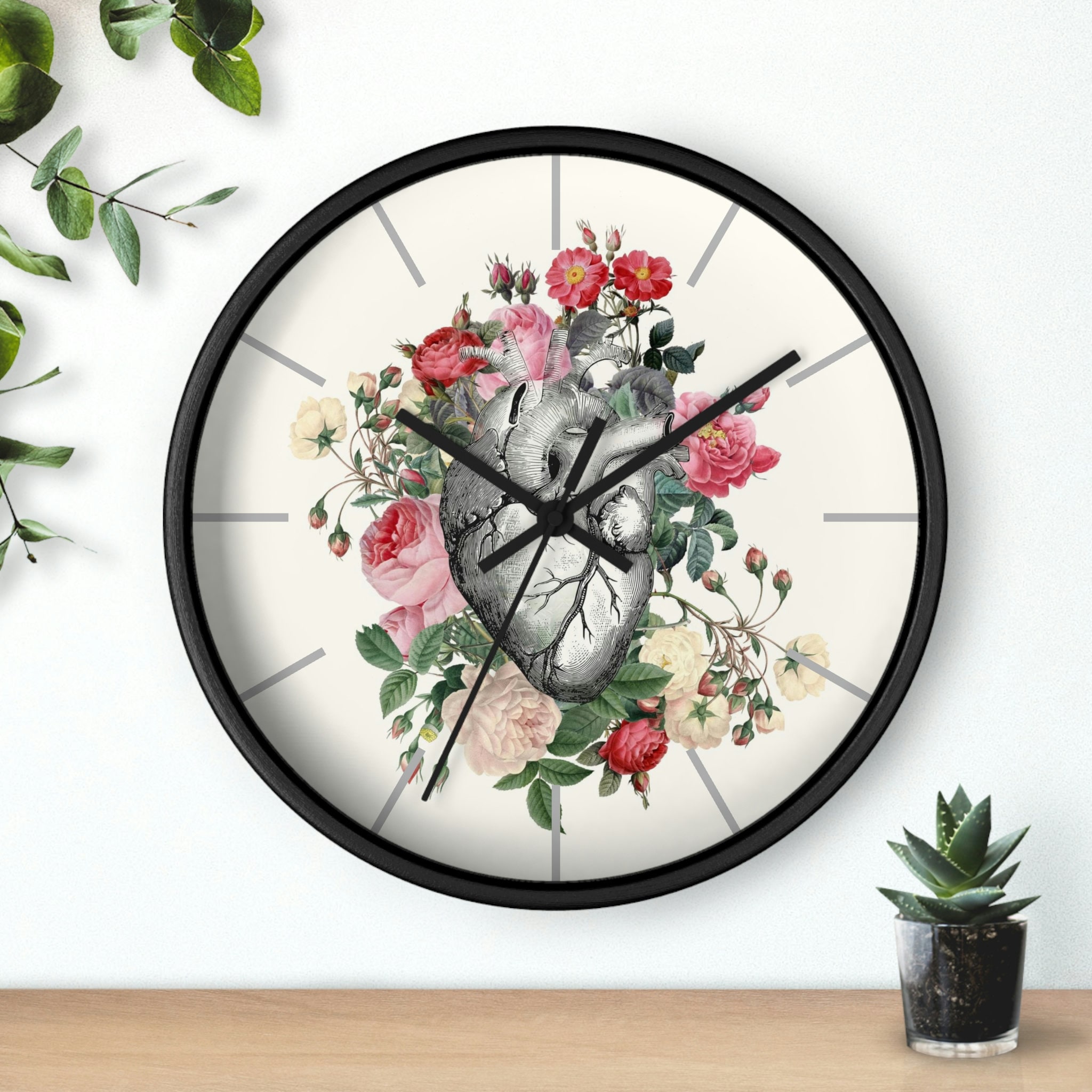 Anatomical Heart Wall Clock - Floral Anatomy, Love, Timepiece - Etsy
