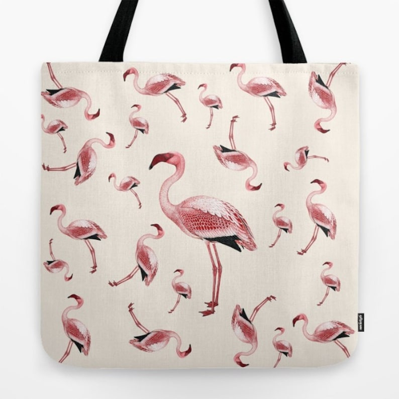 book bag Flamingo Party book bag travel bag animal illustration Pink Flamingo Tote Bag print accessories
