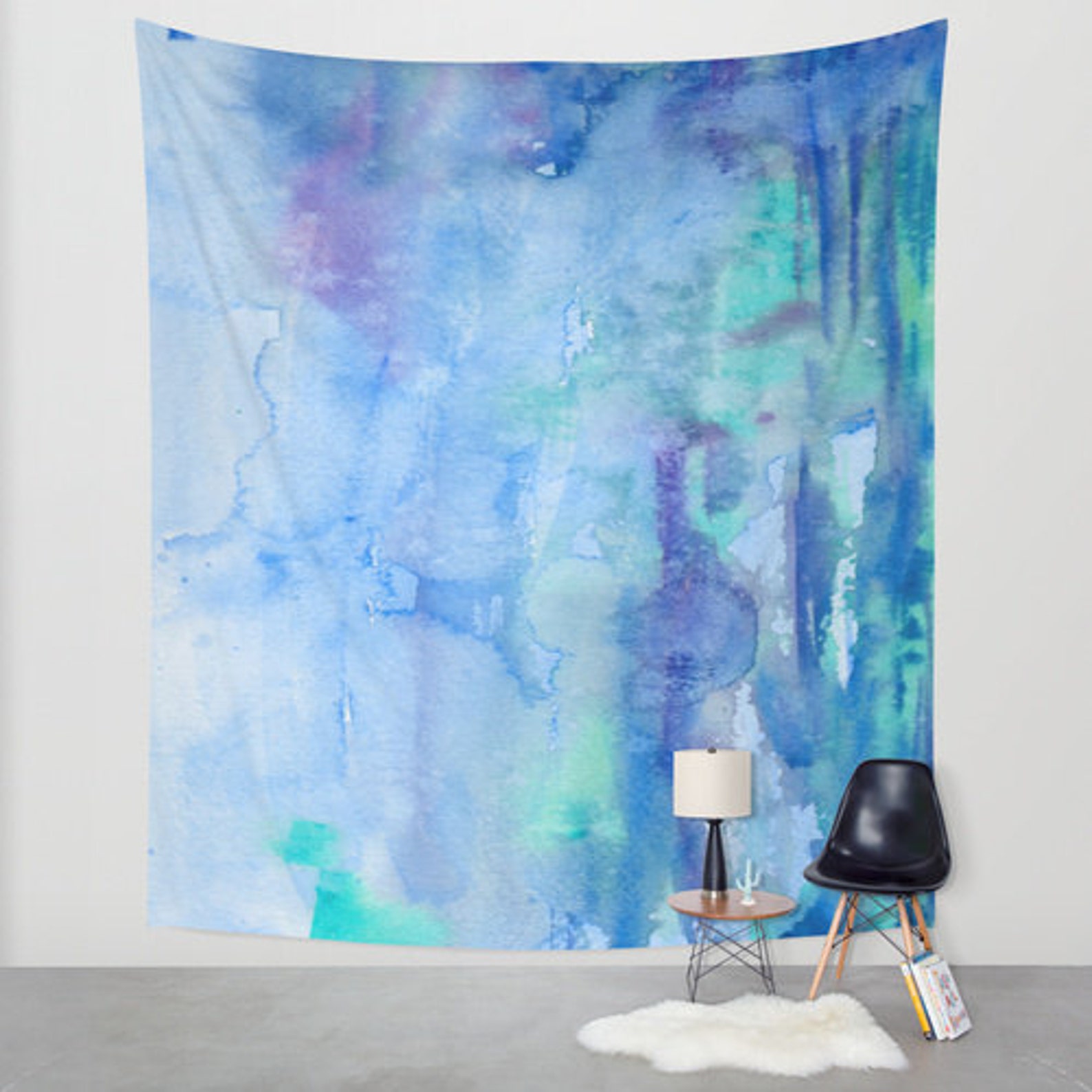Blue Watercolor Shower Curtain Blue Watercolor Bliss Etsy