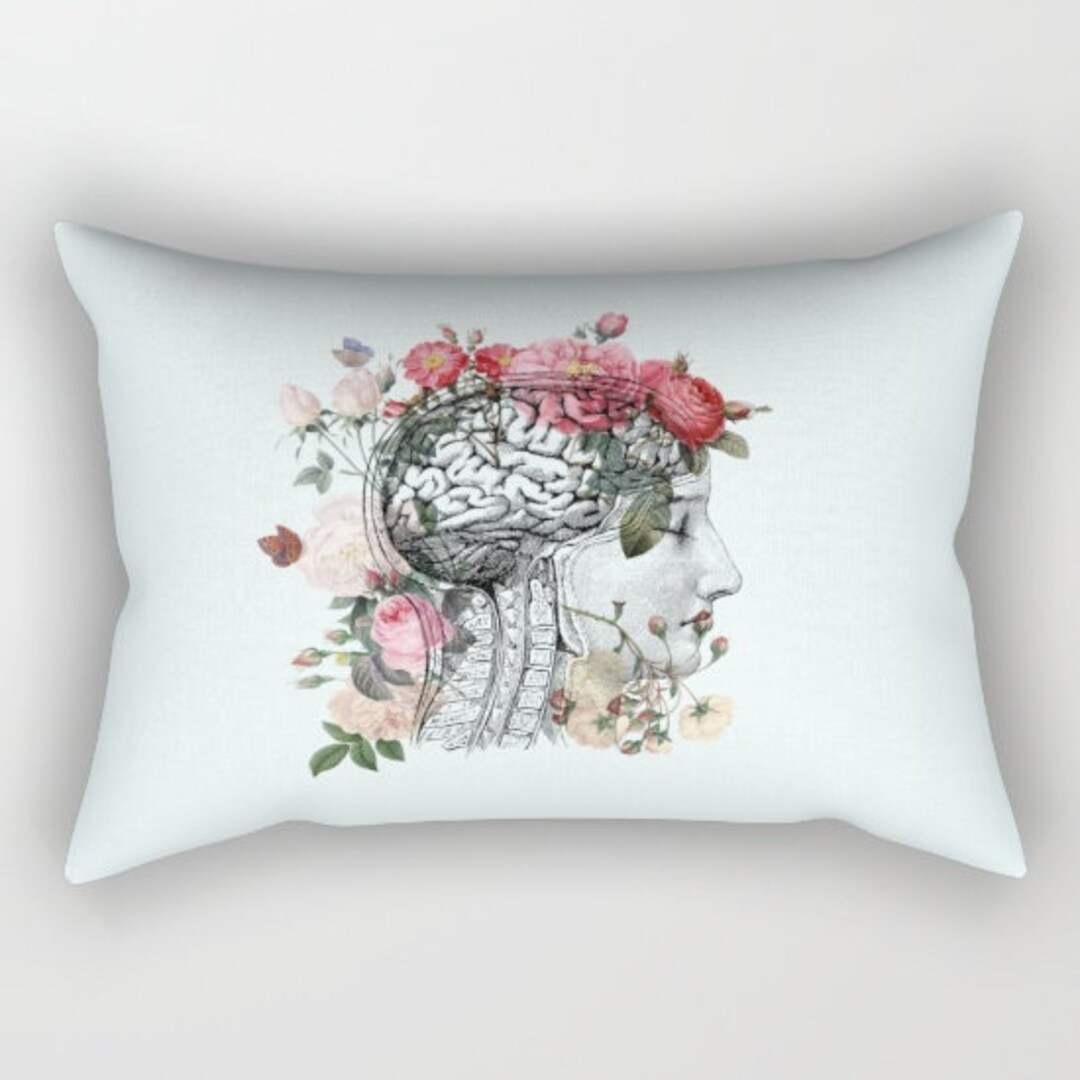 Beautiful Brain Pillow Case Floral Anatomy. Anatomical Brain, Bedding