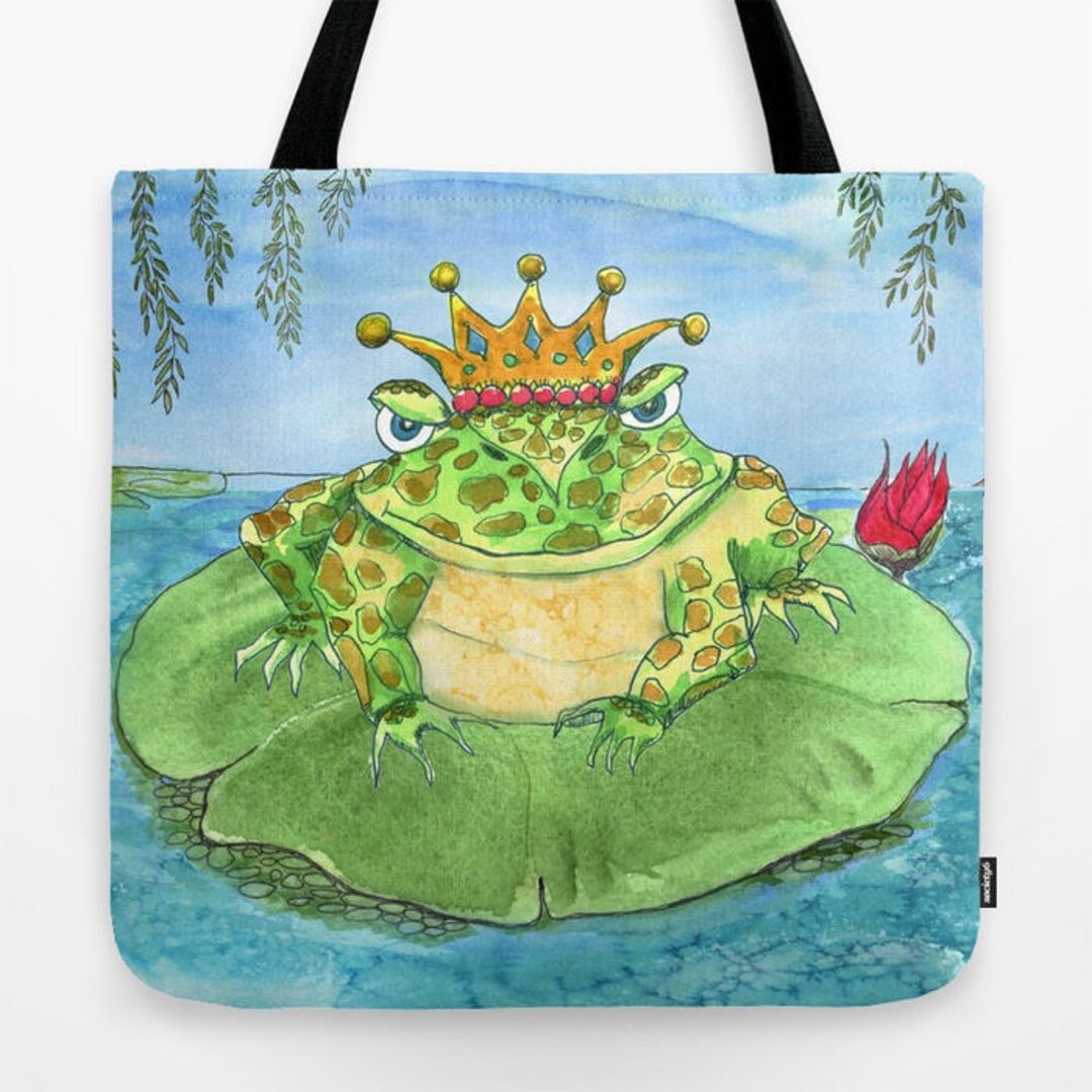 Frog Tote Bag, Frog King, Frog Prince, Cute, Whimsical Tote, Kid's, Book  Bag, Gym Tote, Pool Bag, Gift for Frog Lover 
