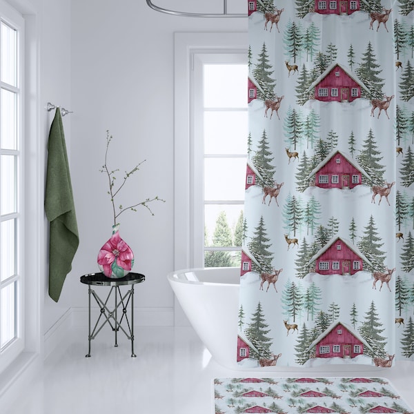 Cabin Shower Curtain Etsy