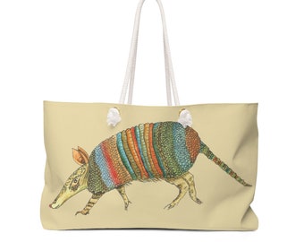 Armadillo Weekender Tote Bag with Rope Handles