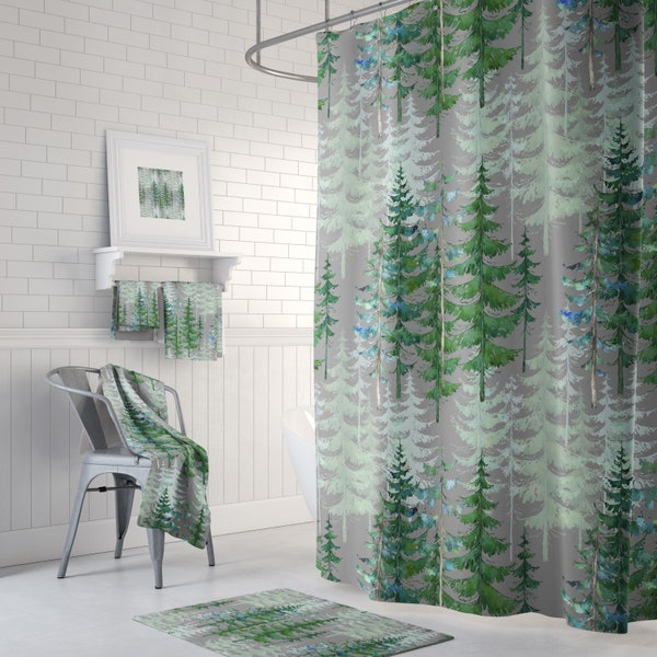 Pine Shower Curtain Etsy