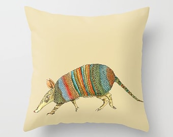 Armadillow Pillow, Throw Pillow, desert tones, terra cotta turquoise,  olive, modern,  Southwestern decor, cushions