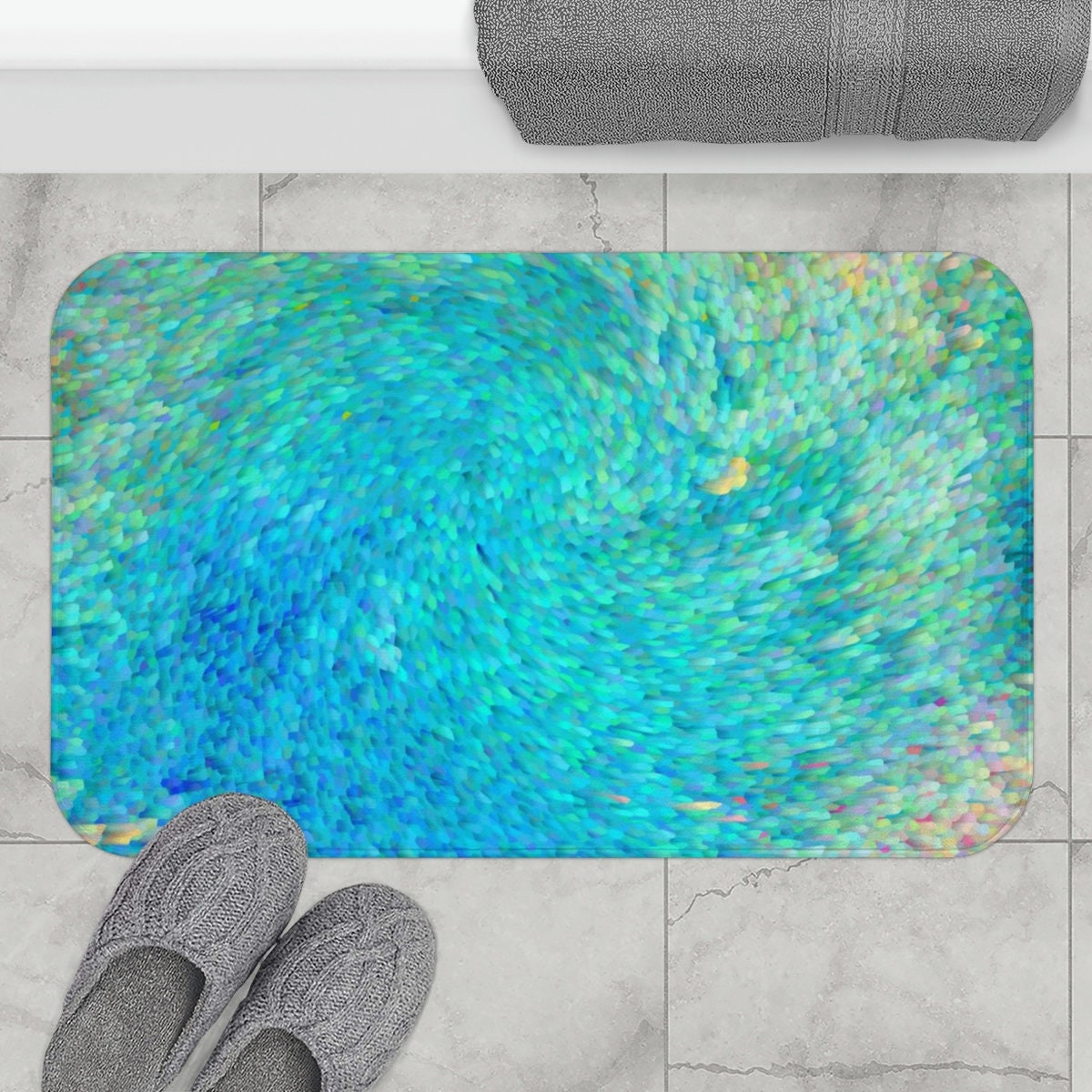 Liquify – Brown, Turquoise, Teal, Black, White Bath Mat for Sale by Elsy's  Art