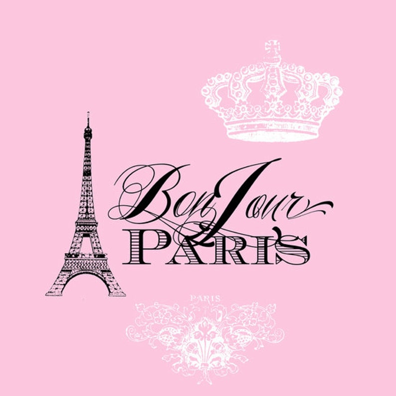 Pink Paris pillow Bonjour Paris throw pillow, Eiffel Tower, girlie, crown, throw pillow, home, decor, designer, travel theme image 4