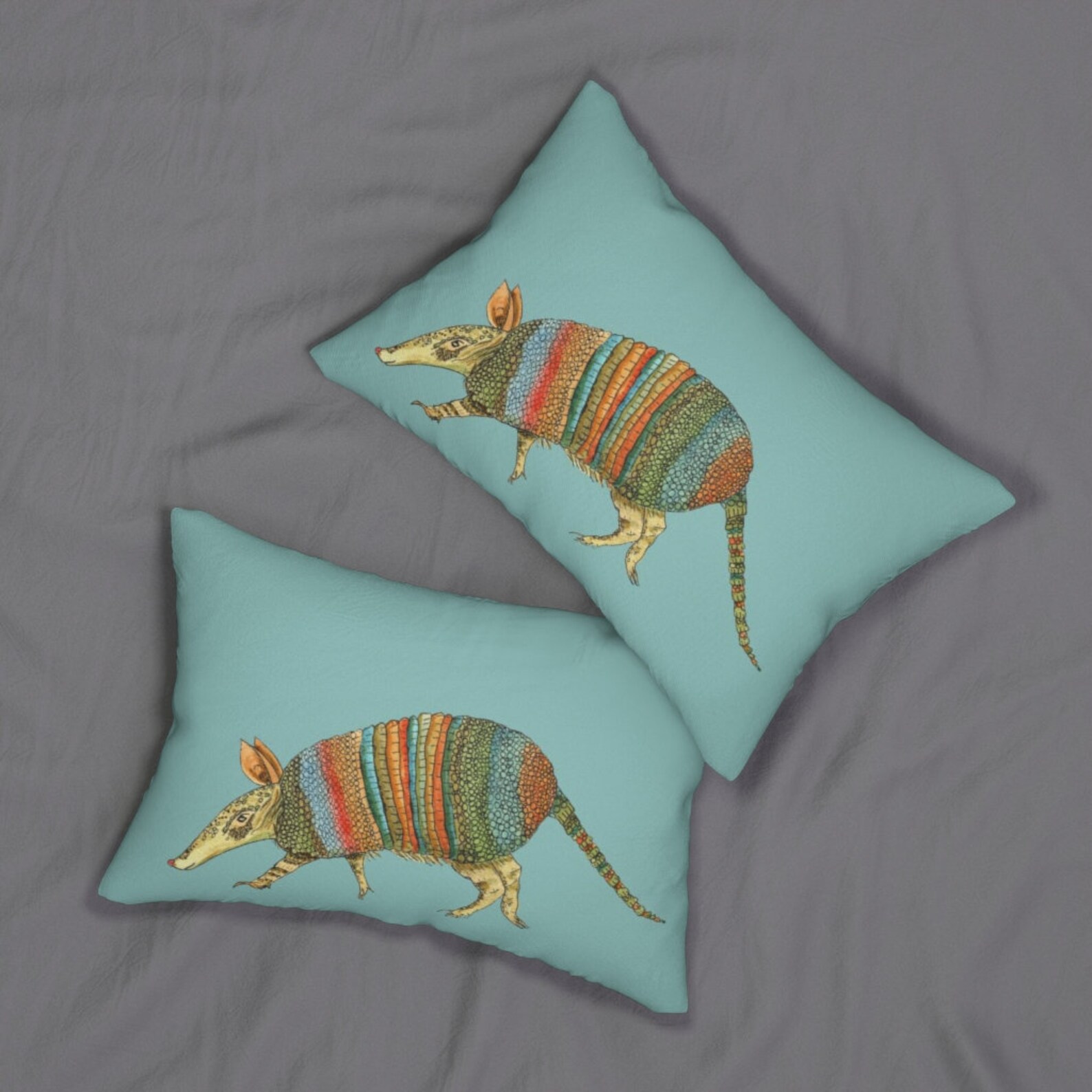 Armadillo Pillow Lumbar Style Pillow With Insert Cute Etsy