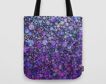 Purple Dots Tote Bag: Geometric Teal Design, Book Bag