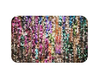 Jewel Tone Mosaic Bath Mat - garnet, brown, emerald, sapphire