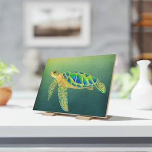 Sea Turtle Art Tile - decorative ceramic tile - coastal decor