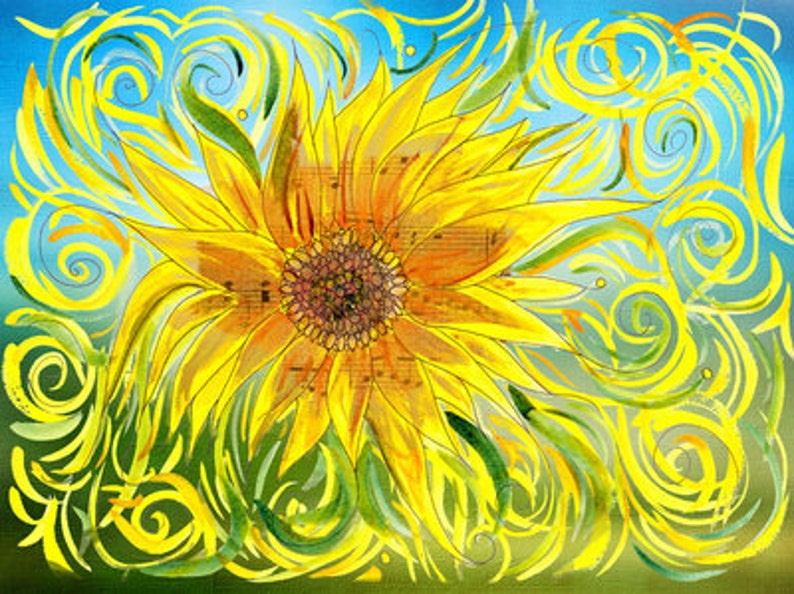 Sunflower Throw Pillow, beautiful music, brown, tan, colorful, modern, aged, decor, pillows, cushions, throw pillow image 3