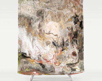 Earth Tone Marble Shower Curtain: Modern Geology Art