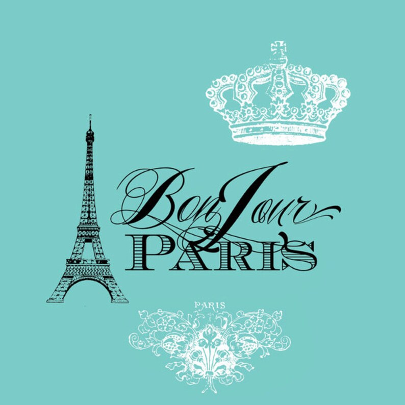 Paris France Teal Shower Curtain Chic French Crown Eiffel Etsy