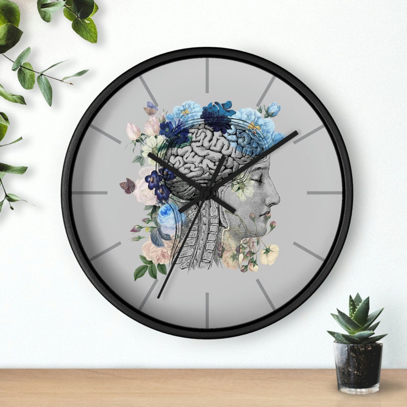 Floral Brain Anatomy Wall Clock: Mental Health Decor - Etsy