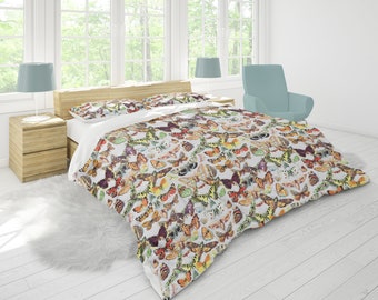 Vintage Butterfly Pattern Duvet Cover -  butterflies for spring and summer beautiful bedroom