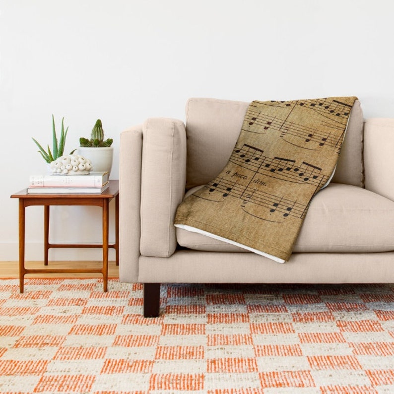 Music Throw Blanket Sheet Music Blanket Throw Antique Look Etsy