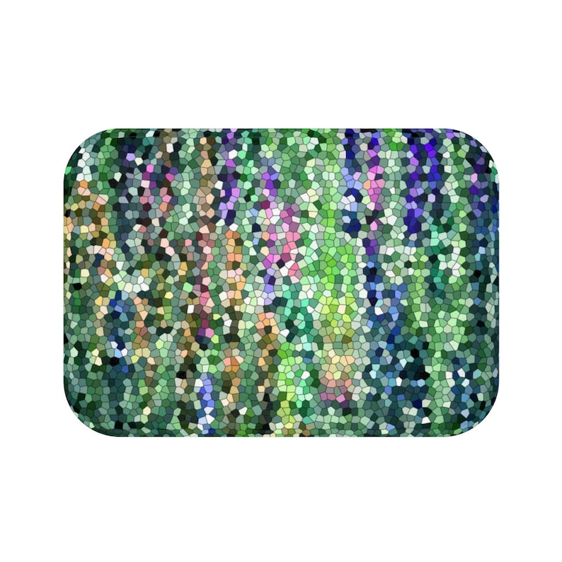 Emerald Mosaic Bath Mat Green Bathroom Rug Etsy