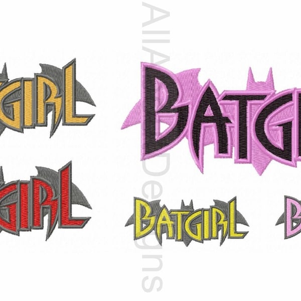 BATGIRL LOGO Machine Embroidery design files - 9 Sizes - Pes-Exp-Hus-Dst-Jef formats -  4x4 and 5x7