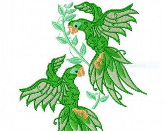 A Pretty Pair of Parrots Machine Embroidery design files - Pes Dst Exp Hus Jef  VP3 Vip XXX formats