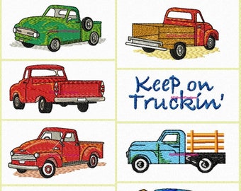 It's All About the Truck - Truck set 1 - 10 Different Machine Embroidery designs - Multiple formats -  all for the 4x4 Hoop