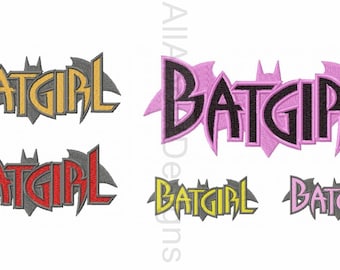 BATGIRL LOGO Machine Embroidery design files - 9 Sizes - Pes-Exp-Hus-Dst-Jef formats -  4x4 and 5x7