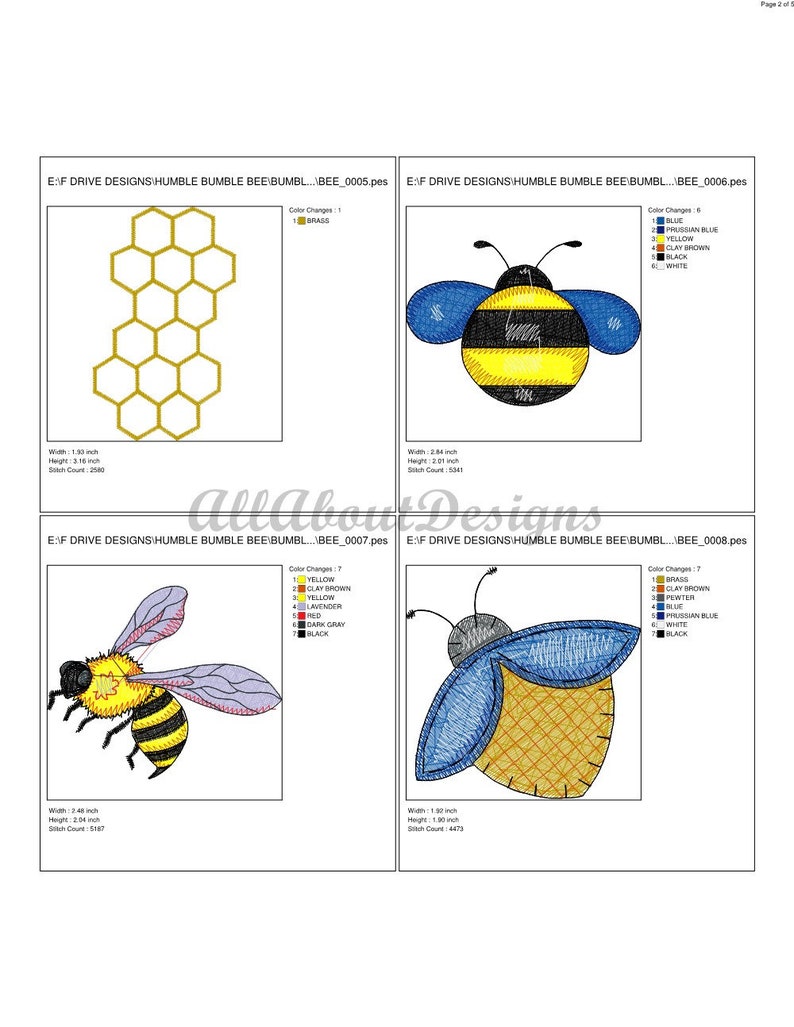 The Humble Bumble Bee Machine Embroidery Design Set -20 Different ...