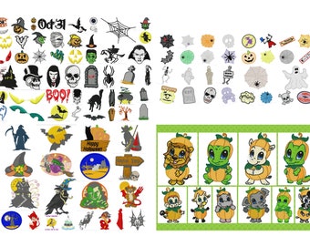 110 HALLOWEEN Machine Embroidery Designs - PES & VIP formats - includes Halloween sets 1-4