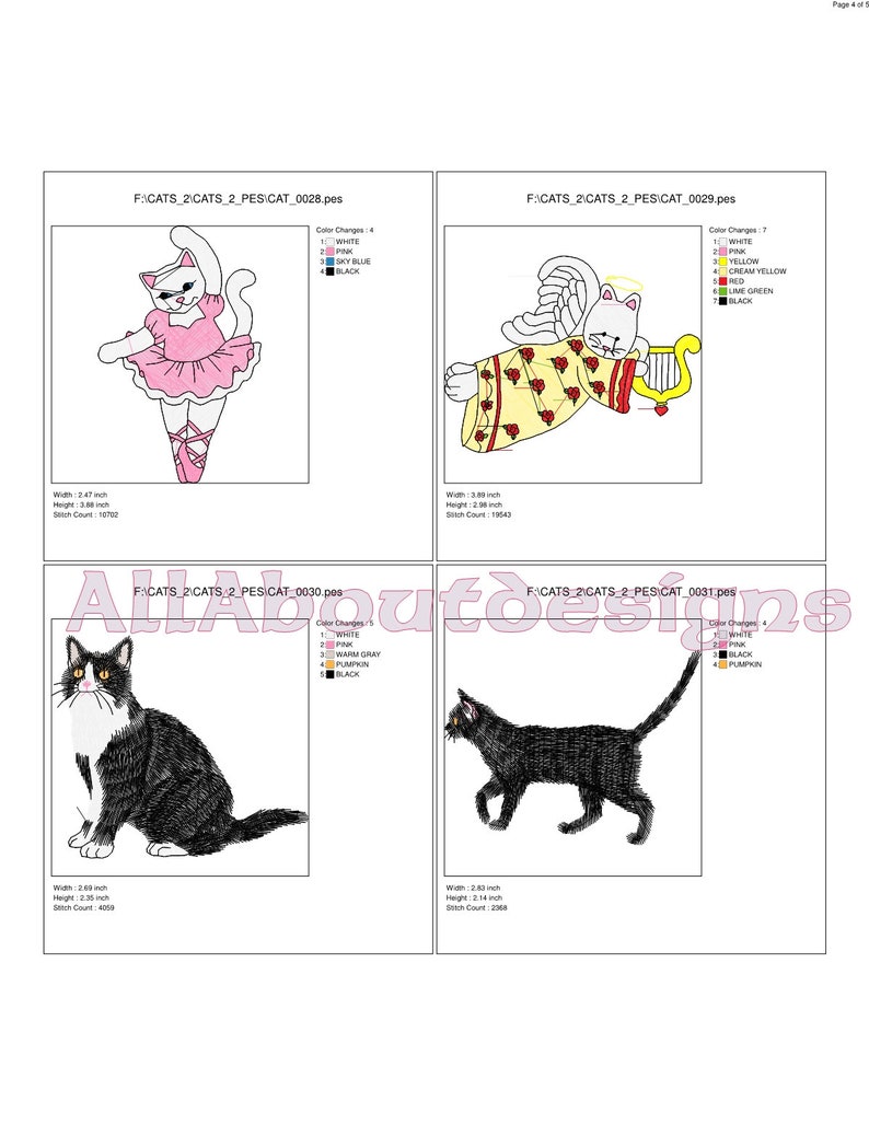 Cat Design Set 2 - Cute Assortment of Machine Embroidery Designs - 17 ...