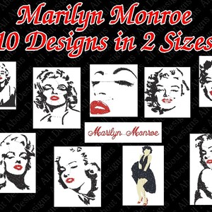 Marilyn Monroe Machine Embroidery Designs -10 different designs in 2 sizes - Multiple formats for the 4x4 & 5x7 Hoop - Instant Download
