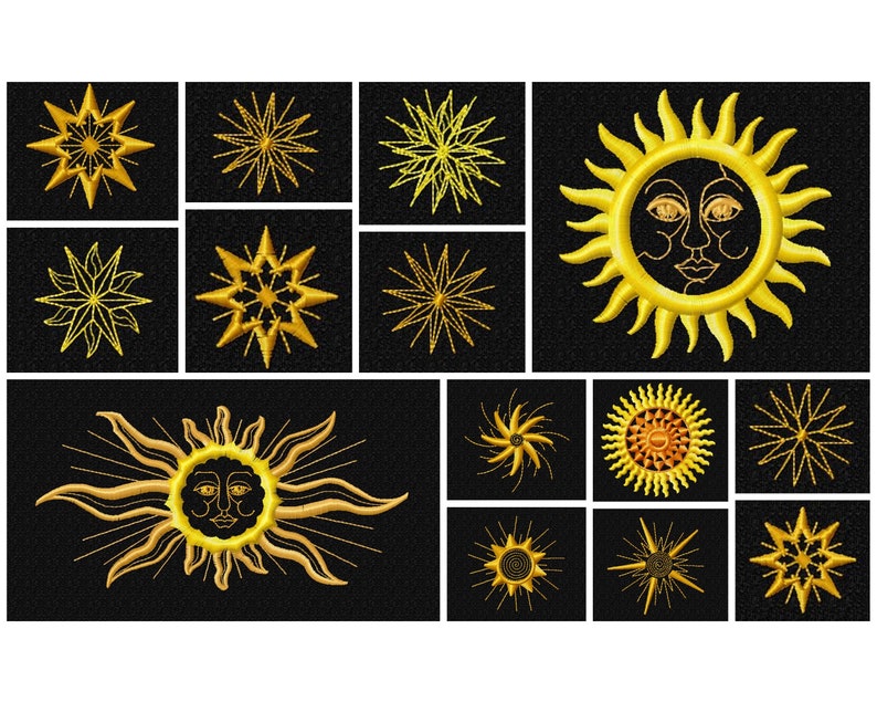Celestial Sun and Moon 29 Beautiful Machine Embroidery Etsy