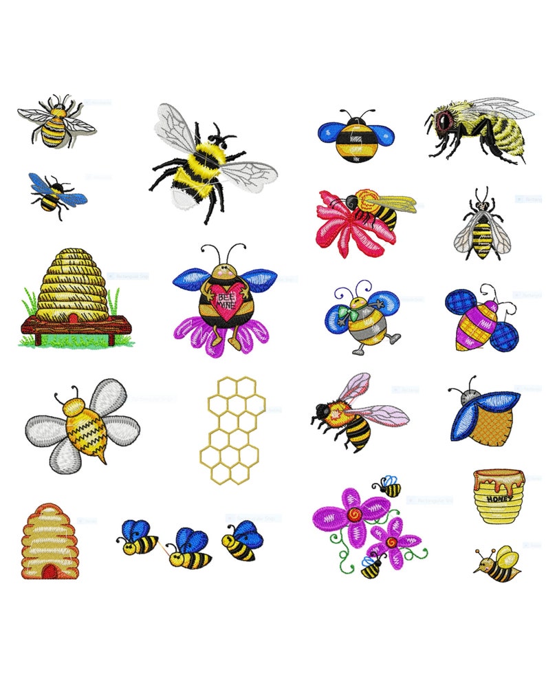 The Humble Bumble Bee Machine Embroidery Design Set -20 Different ...