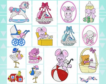 All About Baby (bebe) Machine Embroidery Designs - 15 designs - Multiple formats - 4x4 hoop