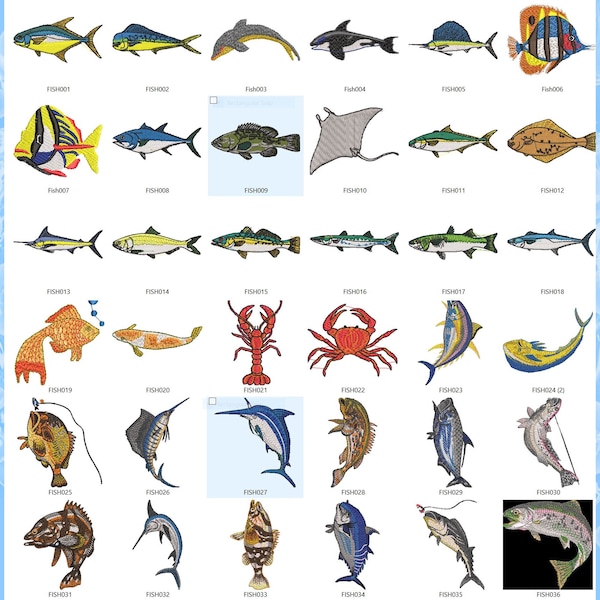 Huge Aquatic Fish and Nautical Set Machine Embroidery Designs - 375 Different Designs- Multiple formats