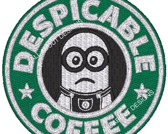 Despicable Coffee Machine embroidery Design - 4 Sizes - Dst -  Hus - JEF - Pes - Vip -  formats -  4x4 and 5x7