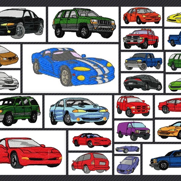 25 Fun Cars to Drive  Machine Embroidery Designs  - Multiple formats - Instant Download
