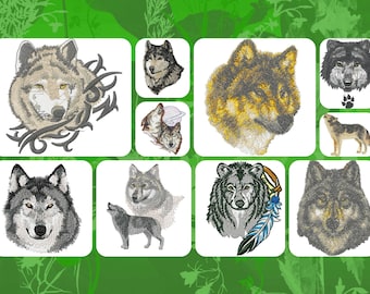 10 Majestic Wolf Machine Broderie Designs - Formats multiples - Téléchargement instantané