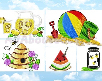 Summertime Memories Machine Embroidery Designs  - Multiple formats - Instant Download