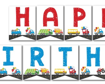 Transportation birthday Transportation Happy Birthday banner Car banner Truck birthday Banner Digital File Busy bee's Happenings