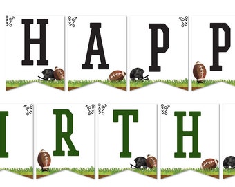 Football Birthday Banner Football Pennant Banner Football Birthday Decor First Birthday Football Banner Digital File Busy bee's Happenings