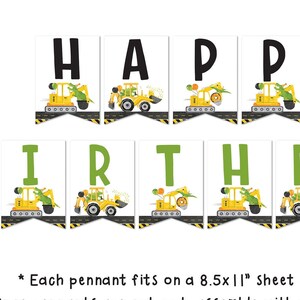 Dinosaur Digger Donut Birthday Pennant Banner Dinosaur Birthday Pennant Banner Construction Birthday  Digital File Busy Bees Happenings