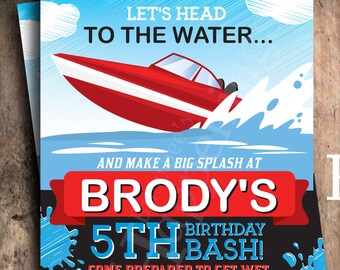 Nautical Birthday Invitation Boat Birthday Invitation Speed Boat Birthday Water Raft Birthday Water Invite Digital File Busy bees Happenings