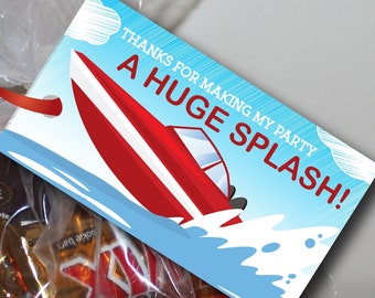 Nautical Birthday Favor Tags: Boat & Speedboat Theme (Digital File, PDF/JPEG)