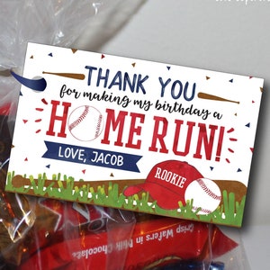 Baseball Favor Tags Rookie of the Year Favor Tags Baseball Treat Bags Baseball Birthday Party Digital File by Busy bee's Happenings