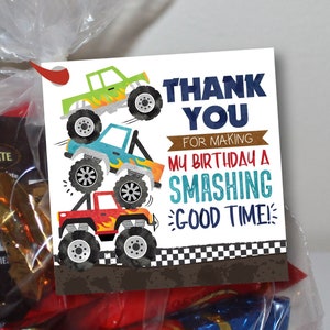Monster Truck Birthday Favor tags Monster Truck Favor Tag Truck Favor Tags Dirt Truck Digital File by Busy bee&#39;s Happenings INSTANT DOWNLOAD
