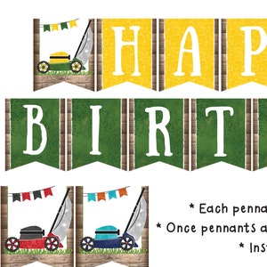 Lawn mower Birthday Decorations Lawnmower Party Decorations Lawnmower Pennant Banner Yard Tools Birthday Digital File Busy bee&#39;s Happenings