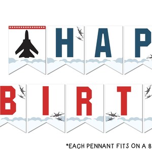 Digital Jet Happy Birthday Pennant Banner, Fighter Jet Birthday Banner, Jet Birthday Party Decorations, Flying Birthday Decor Digital File