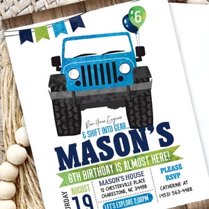 Blue Truck Birthday Invitation: Off-Road Adventure, 4x4 Vehicle Editable (Digital or Printed)