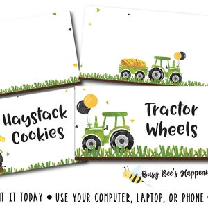 Tractor Food Tents Tractor Birthday Food Tents Farm Food Tents Tractor Signs Green tractor decor Busy bee's Happenings Digital File